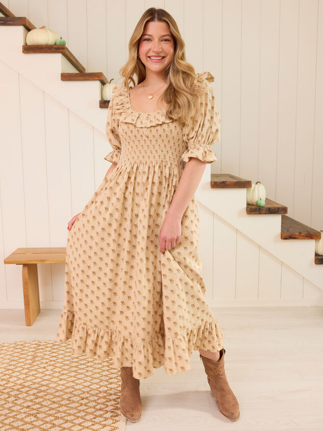 Anne Floral Corduroy Mama Dress Detail 6 - TULLABEE