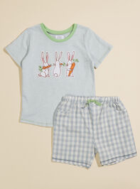 Rabbit Tee and Gingham Shorts Set by Mudpie Detail 2 - TULLABEE