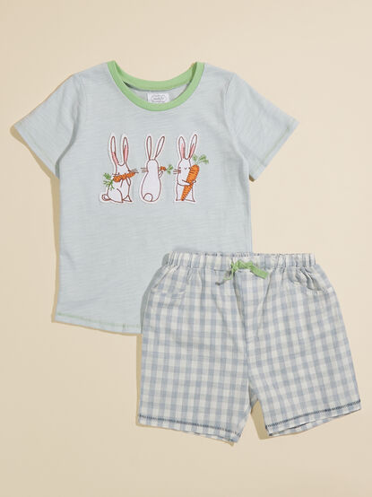 Rabbit Tee and Gingham Shorts Set by Mudpie - TULLABEE