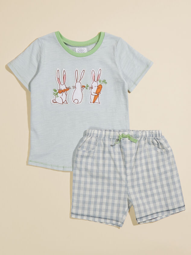 Rabbit Tee and Gingham Shorts Set by Mudpie Detail 2 - TULLABEE