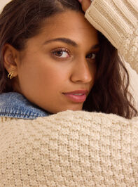 Hadley Cable Denim Mixed Cardigan Detail 6 - TULLABEE