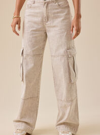 Ellis Pinstripe Cargo Pants Detail 4 - TULLABEE