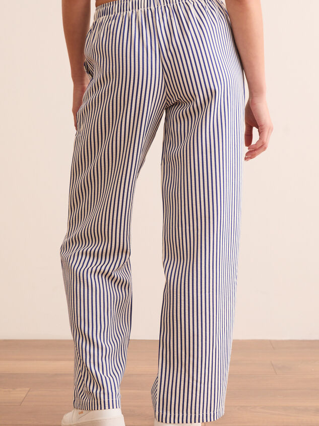 Unwind Striped Lounge Pants Detail 5 - TULLABEE