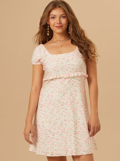 Emery Eyelet Floral Mama Dress - TULLABEE