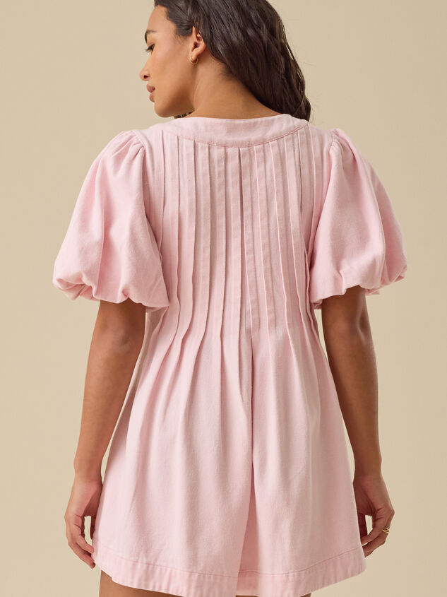 Evie Puff Sleeve Denim Romper Detail 6 - TULLABEE