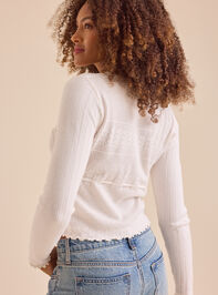 Stevie Ruffle Trim Sweater Detail 5 - TULLABEE