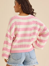 Mirabelle Striped Pointelle Sweater Detail 4 - TULLABEE