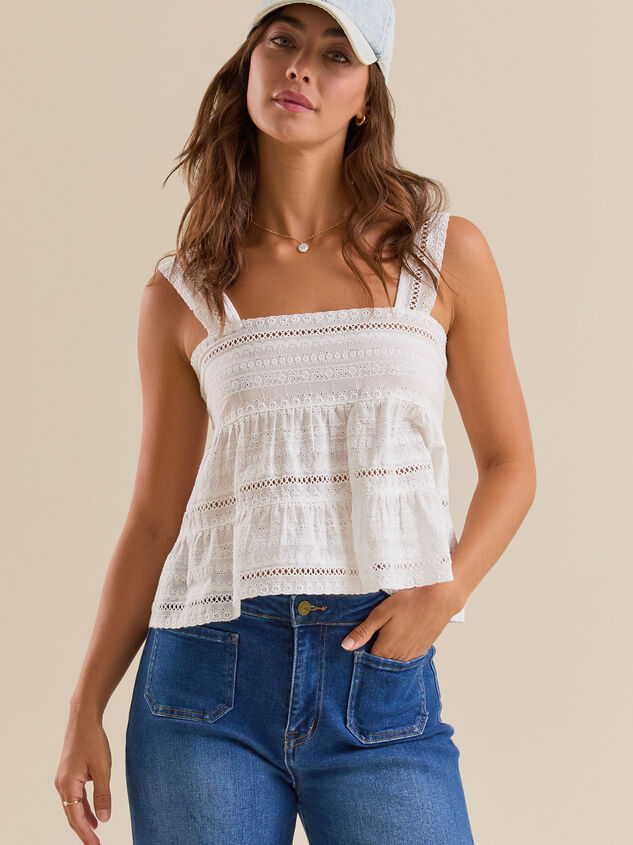 Lanie Embroidered Babydoll Tank Detail 2 - TULLABEE