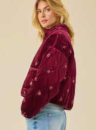 Freya Velvet Floral Embroidered Jacket Detail 4 - TULLABEE