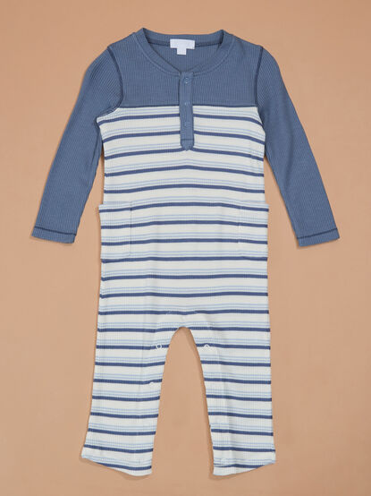 Jamie Striped Waffle Jumpsuit - TULLABEE
