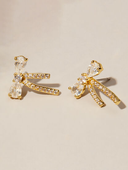 18K Gold Dipped Glitz Bow Earrings - TULLABEE