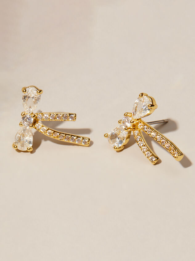 18K Gold Dipped Glitz Bow Earrings Detail 2 - TULLABEE