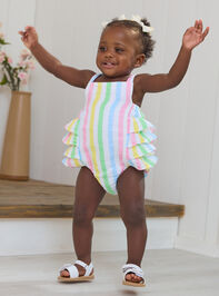 Haley Colorful Stripe Ruffle Bubble - TULLABEE