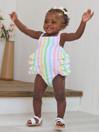 Haley Colorful Stripe Ruffle Bubble - TULLABEE