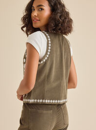Willow Corduroy Embroidered Vest Detail 5 - TULLABEE