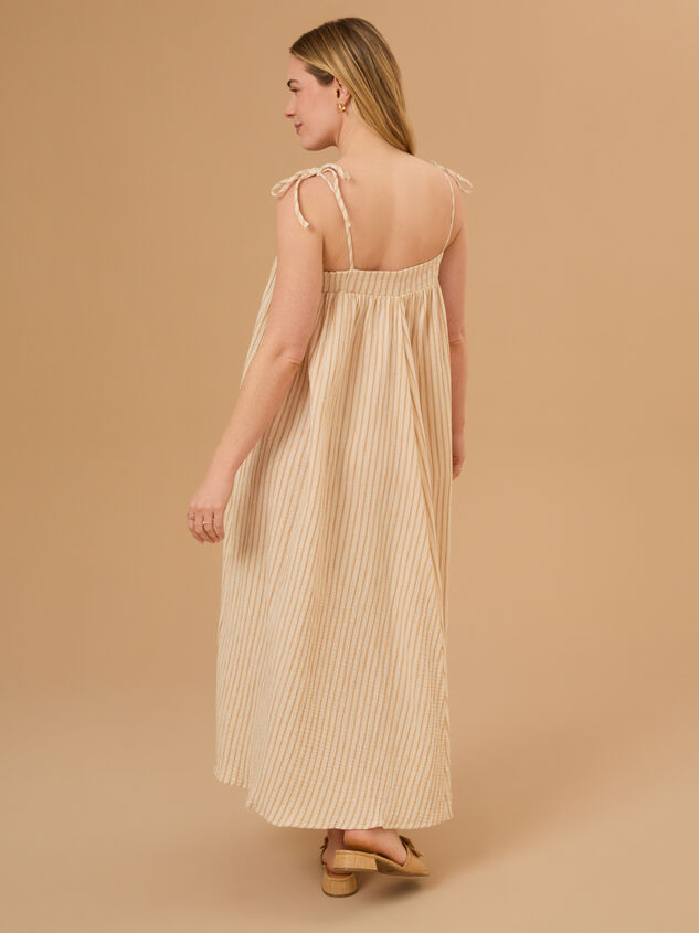 Malea Marigold Striped Mama Dress by Rylee + Cru Detail 5 - TULLABEE