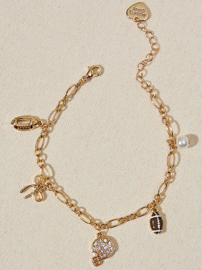 Gameday Football Charm Dangle Bracelet - TULLABEE