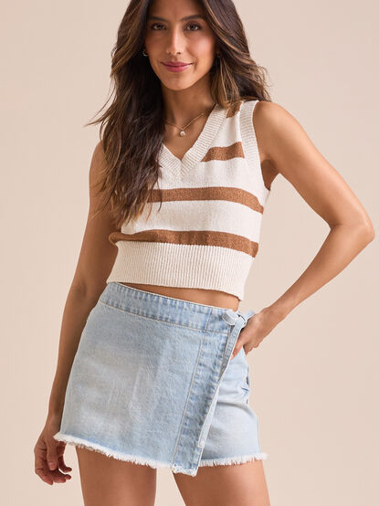 Dylan Side Tie Denim Skort - TULLABEE