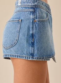 Blythe Overlay Denim Mini Skort Detail 4 - TULLABEE