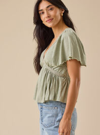 Millicent Lace Trim Peplum Top Detail 3 - TULLABEE