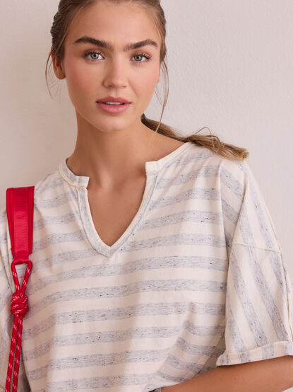 Sleek Striped Oversized Tee - TULLABEE