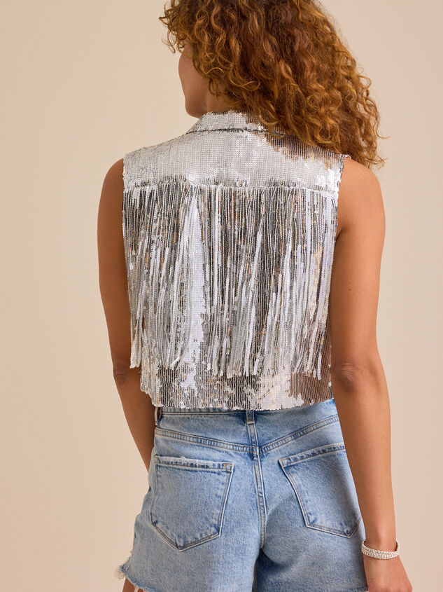 Celeste Sequin Fringe Vest Detail 7 - TULLABEE