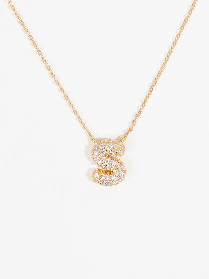 Crystal Bubble Monogram Necklace - S - TULLABEE