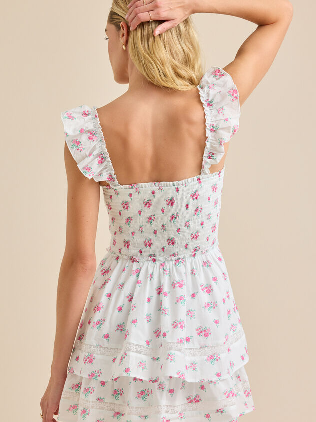Raine Floral Mini Dress Detail 4 - TULLABEE