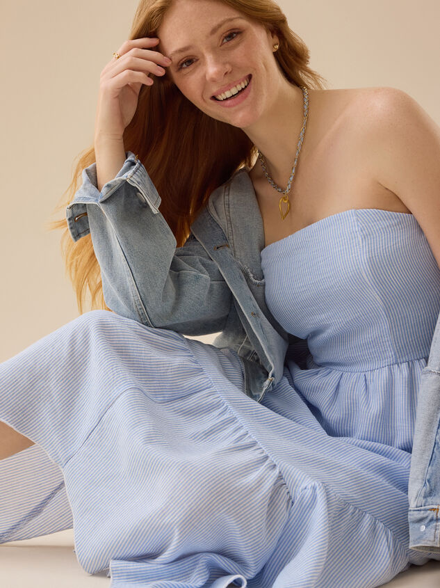 Alyssa Striped Midi Dress Detail 2 - TULLABEE