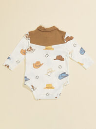 Cowboy Hats Polo Bodysuit Detail 2 - TULLABEE