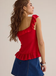 Bryna Ruffle Tie Front Tank Detail 5 - TULLABEE