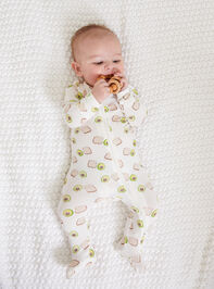 Avocado Toast Footed Sleeper Detail 3 - TULLABEE