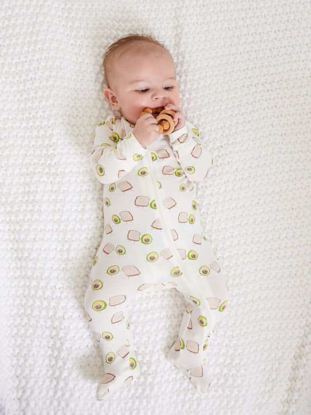 Avocado Toast Footed Sleeper Detail 3 - TULLABEE