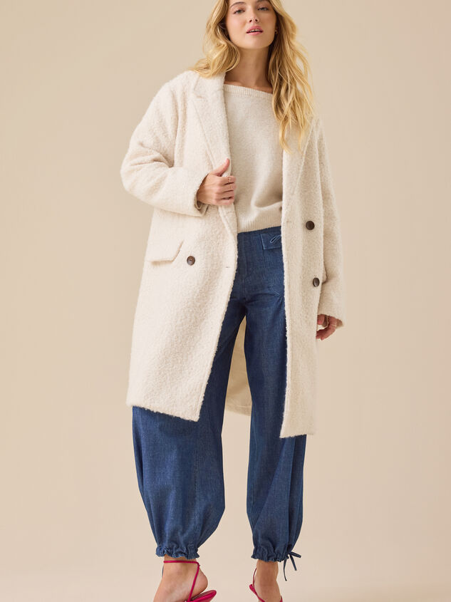 Pallie Wool Textured Peacoat Detail 3 - TULLABEE