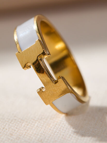 Stainless Steel H Enamel Ring - TULLABEE