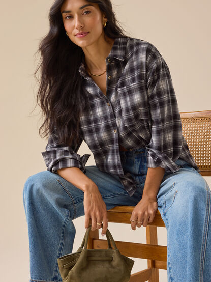Gianna Plaid Button Up Top - TULLABEE