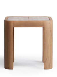 Audrey Wood Side Table Pink and Cream - TULLABEE