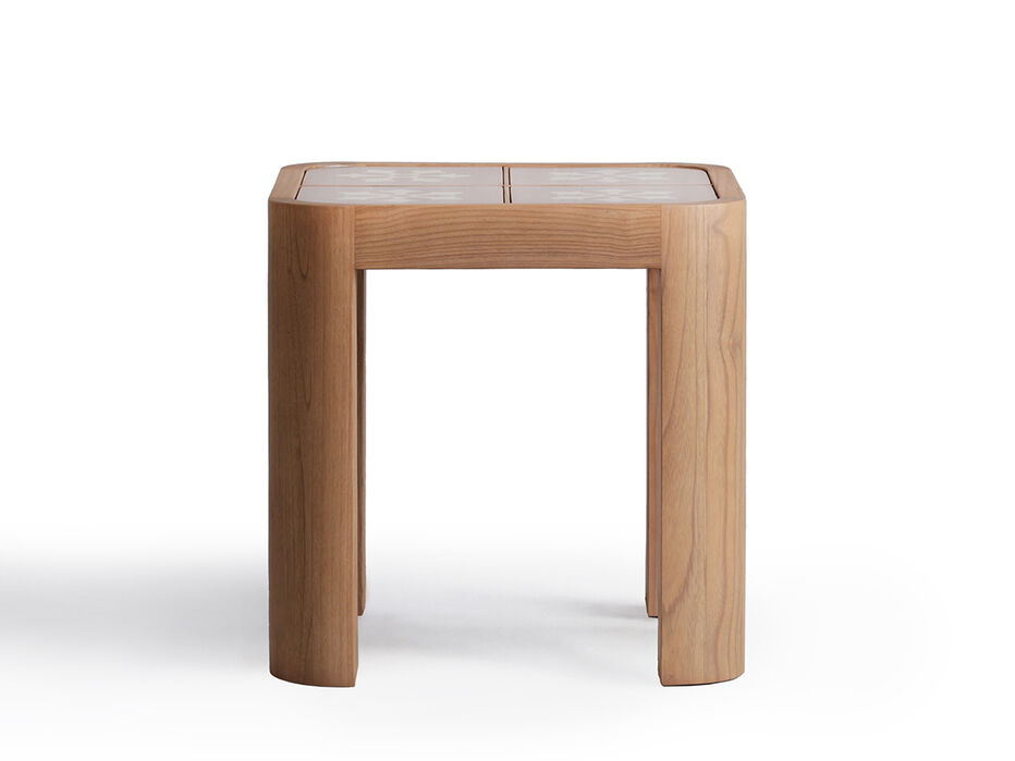 Audrey Wood Side Table Pink and Cream - TULLABEE - 