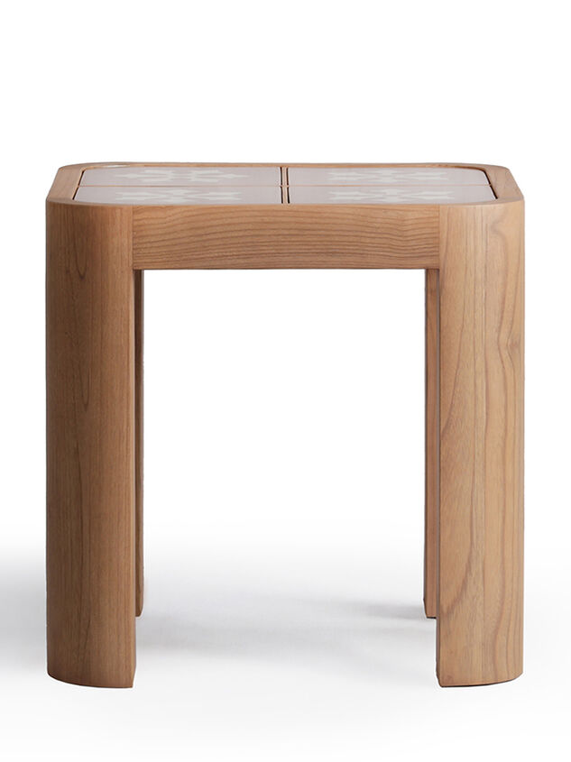 Audrey Wood Side Table Pink and Cream - TULLABEE