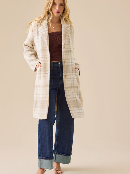 Jolie Plaid Wool Peacoat - TULLABEE