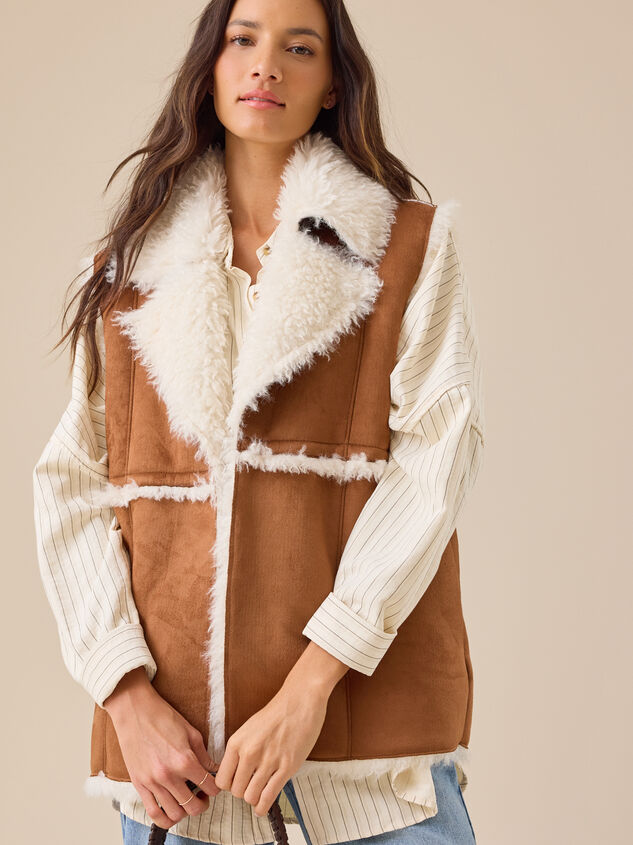 Carter Suede Fur Vest Detail 3 - TULLABEE