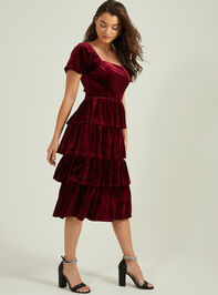 Adela Tiered Velvet Mama Dress Detail 3 - TULLABEE
