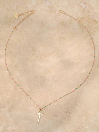 Painted Chain Cross Necklace - TULLABEE