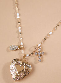 Elowen Dot Chain Long Locket Necklace - TULLABEE