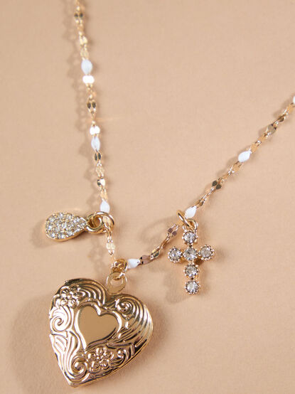 Elowen Dot Chain Long Locket Necklace - TULLABEE