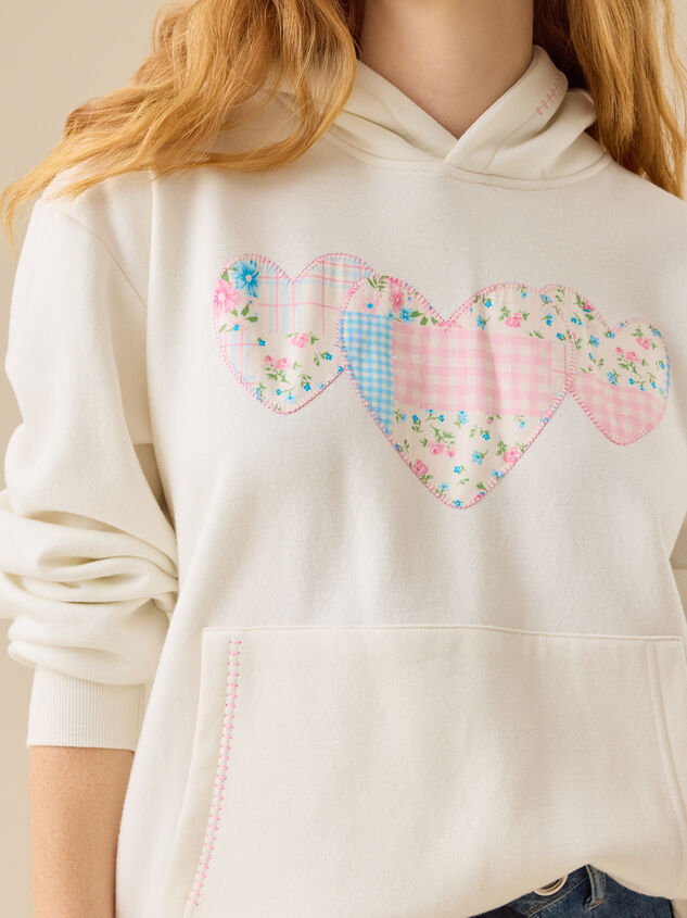 Heart Patchwork Hoodie Detail 5 - TULLABEE