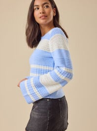 Suzanna Pointelle Striped Sweater Detail 3 - TULLABEE