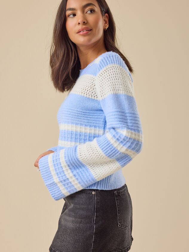 Suzanna Pointelle Striped Sweater Detail 3 - TULLABEE