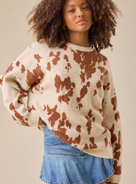 Elia Cow Print Sweater - TULLABEE