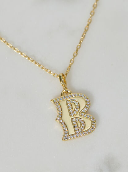 18K Gold Signature Letter Necklace -B - TULLABEE